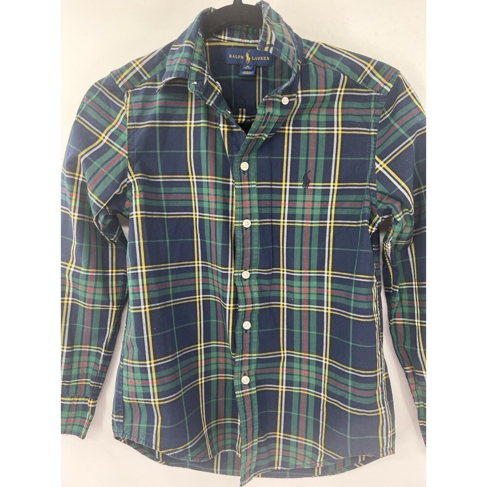Ralph Lauren Multicolor Plaid Button-Down Shirt navy green red size medium 10-12